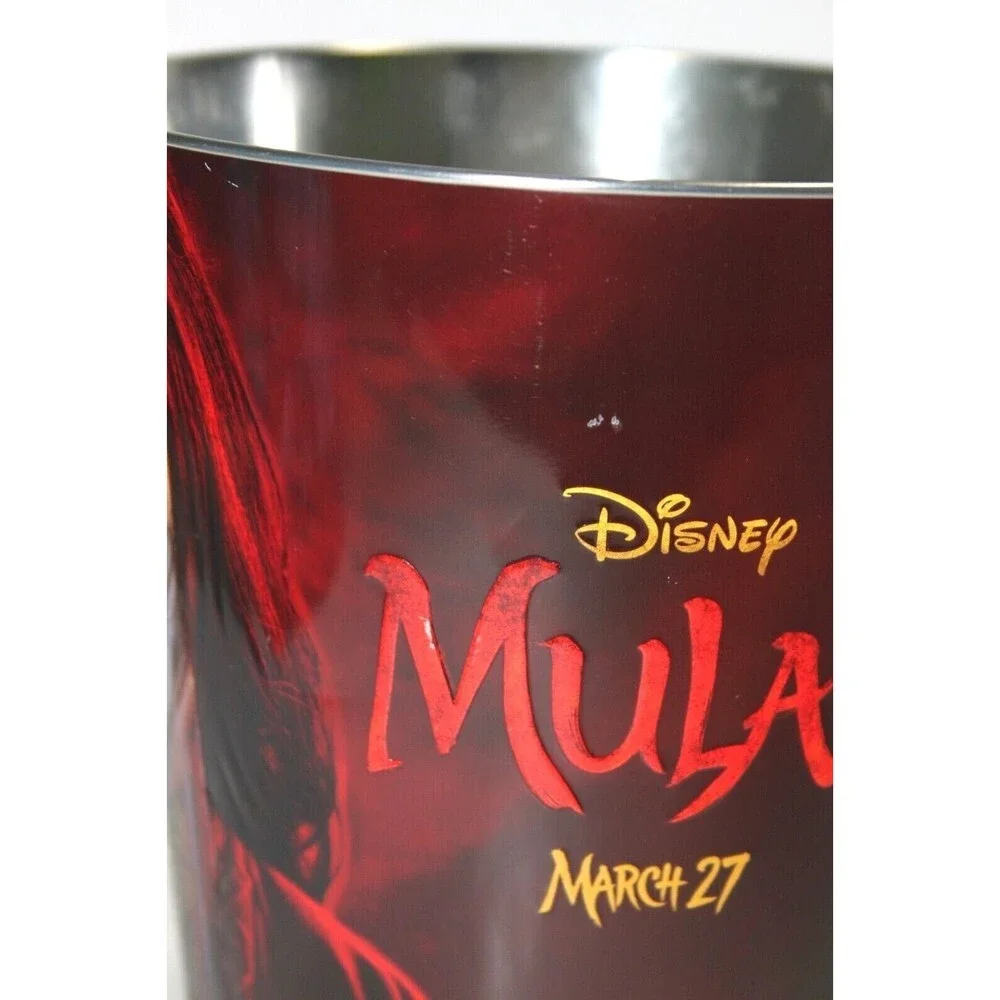 Disney Mulan 2020 Movie Theater Embossed Popcorn Bucket Metal Storage Tin Can
